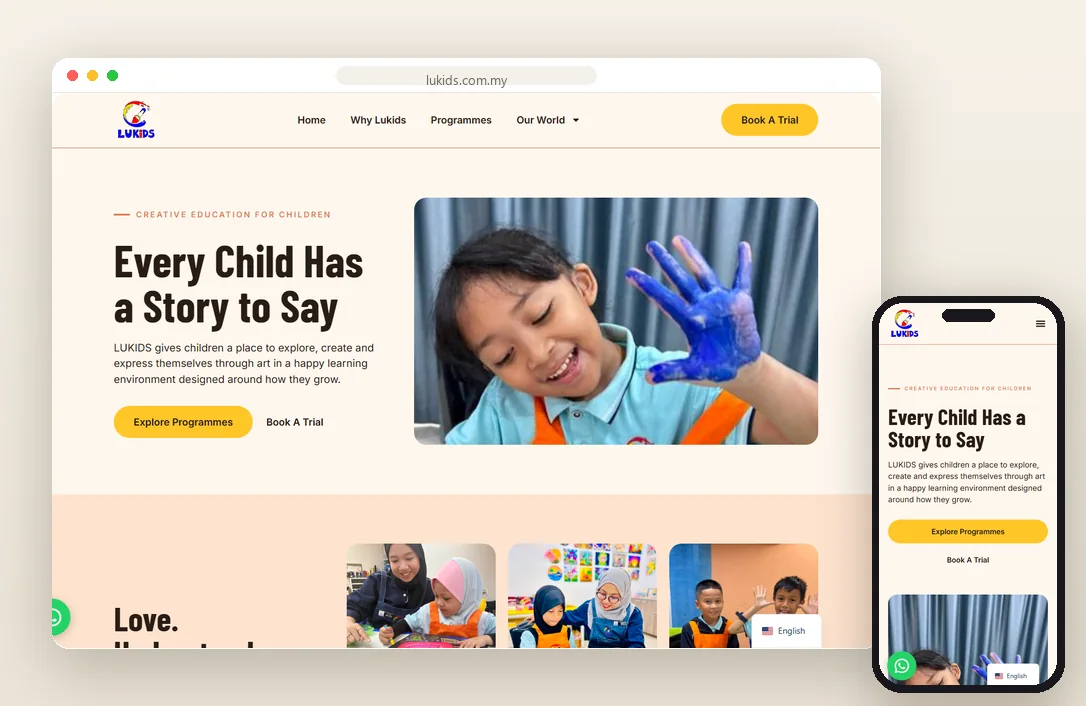 LUKIDS homepage on laptop and phone